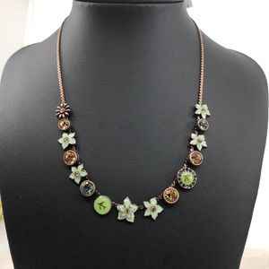 Bronzetone Flower Accent Serpentine Necklace